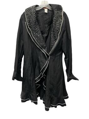 Vintage Design Today's Nylon Black Embellished Ruffle Jacket